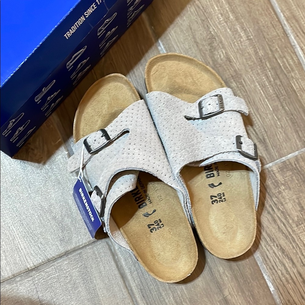 Birkenstock Zürich BS Emboss Dots Stone Coin Sandals - Blue Box